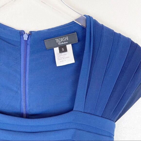 Tadashi Navy Tiered Layered Cocktail Mini Dress Size Small - Picture 4 of 7